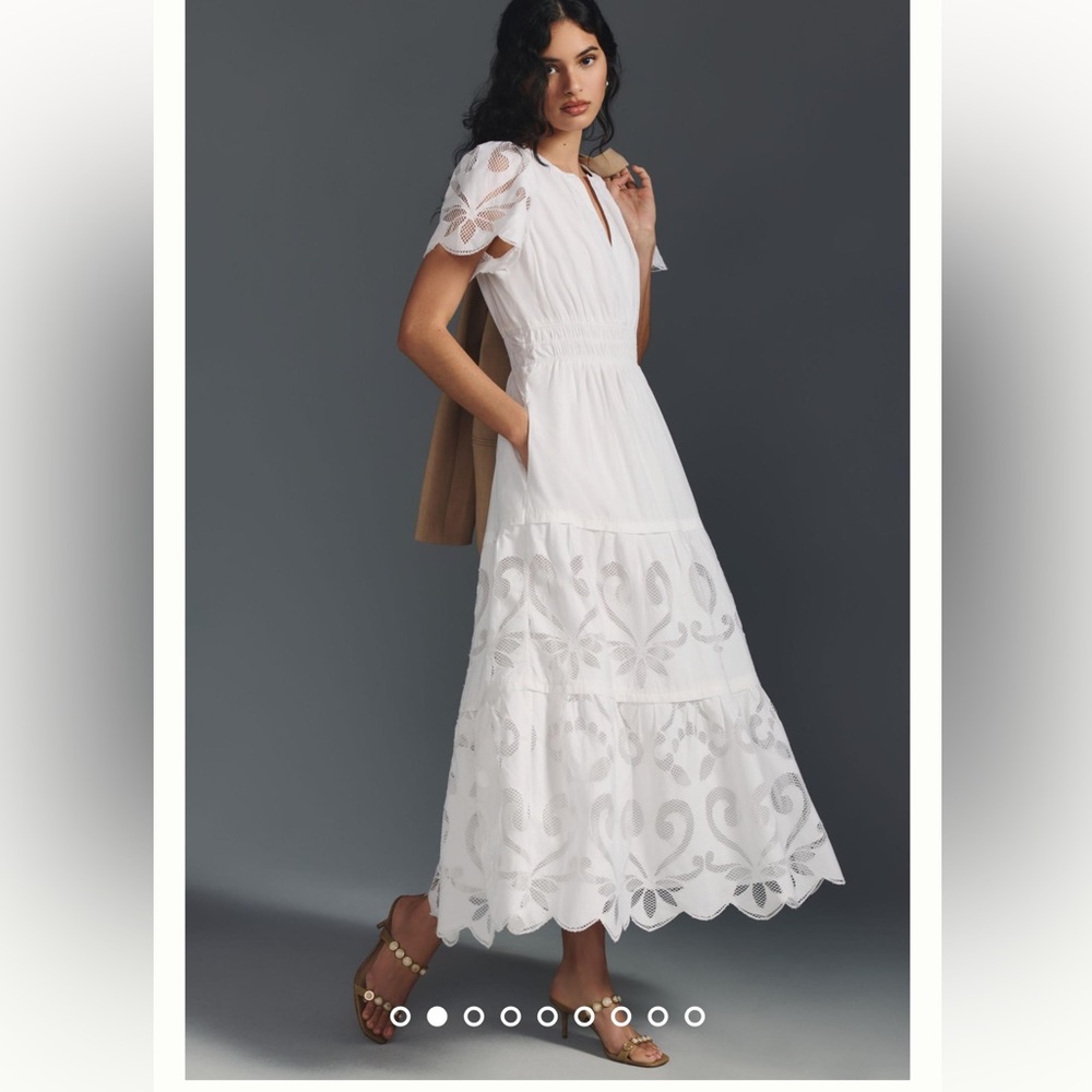 Anthropologie White Maxi Dress with Flowing Silhouette, worn once, gorgeous